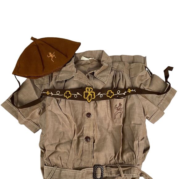 Vintage Brownie Scout Uniform 1950's Girls Beanie & Headband Rare Group - Picture 1 of 8